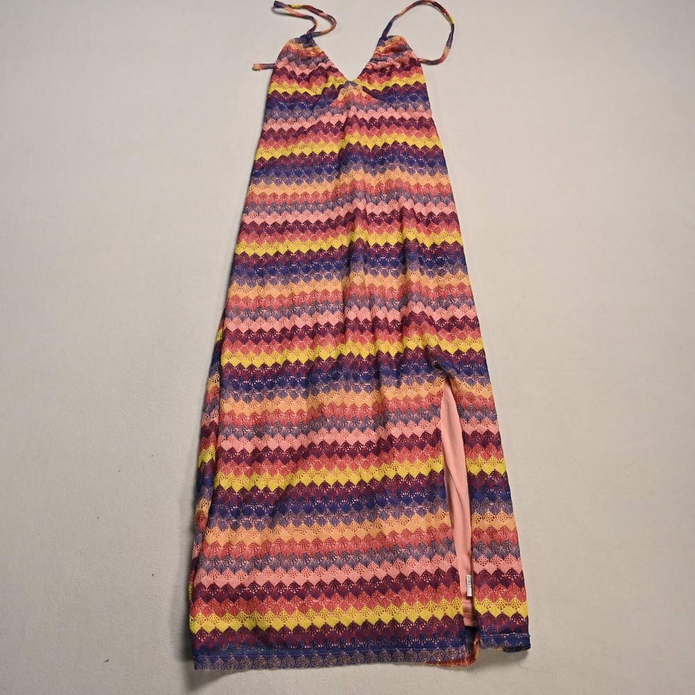 Wild Fable Dress Womens Large Boho Hippie High Slit Halter Neck Colorful